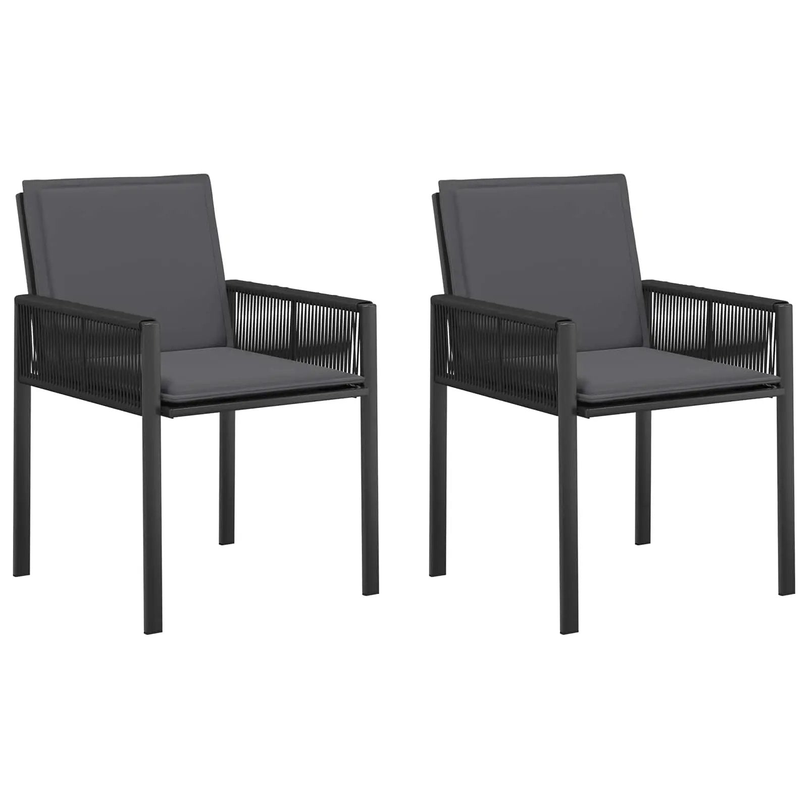 vidaXL vidaXL Garden Chairs 6 pcs Black and Dark Grey Poly Rattan - Garden Chairs