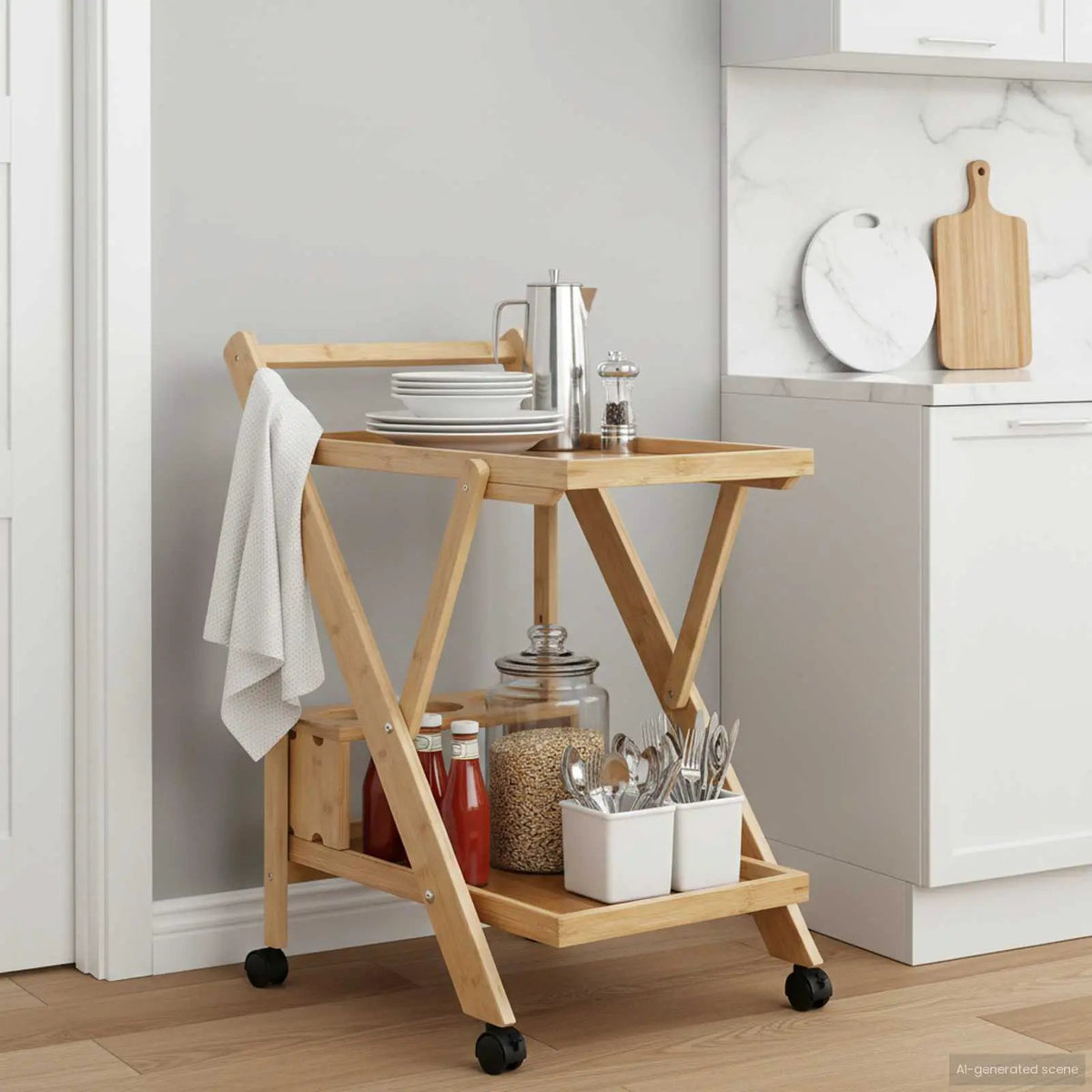 vidaXL Kitchen Trolley with Wheels Light Brown 65 x 40.5 x 76.5 cm - from vidaXL