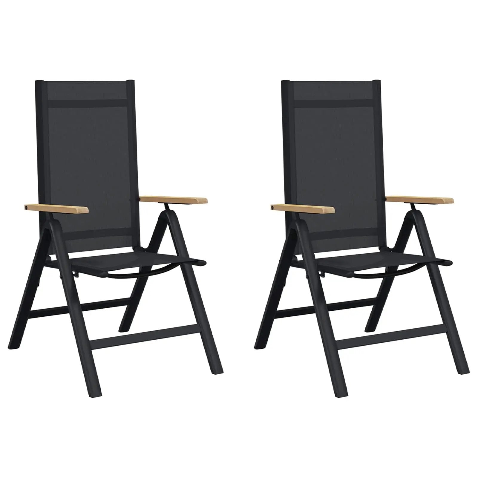 vidaXL vidaXL Reclining Garden Chairs 2 pcs Black 58 x 73 x 111.5 cm -