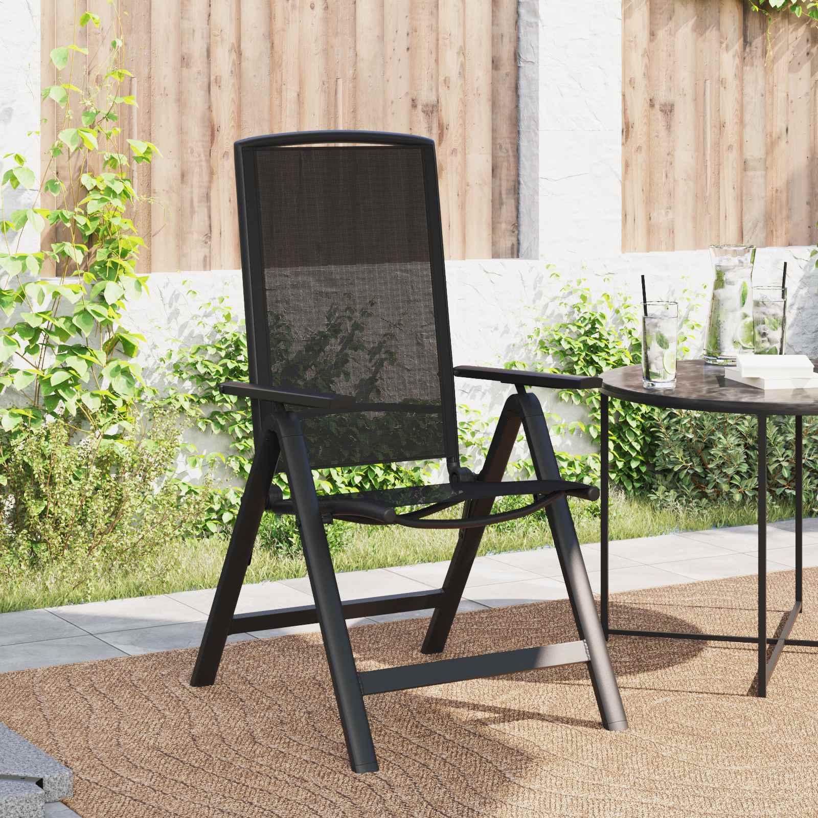 vidaXL vidaXL Reclining Garden Chairs 2 pcs Black 58 x 71 x 112 cm Textilene -
