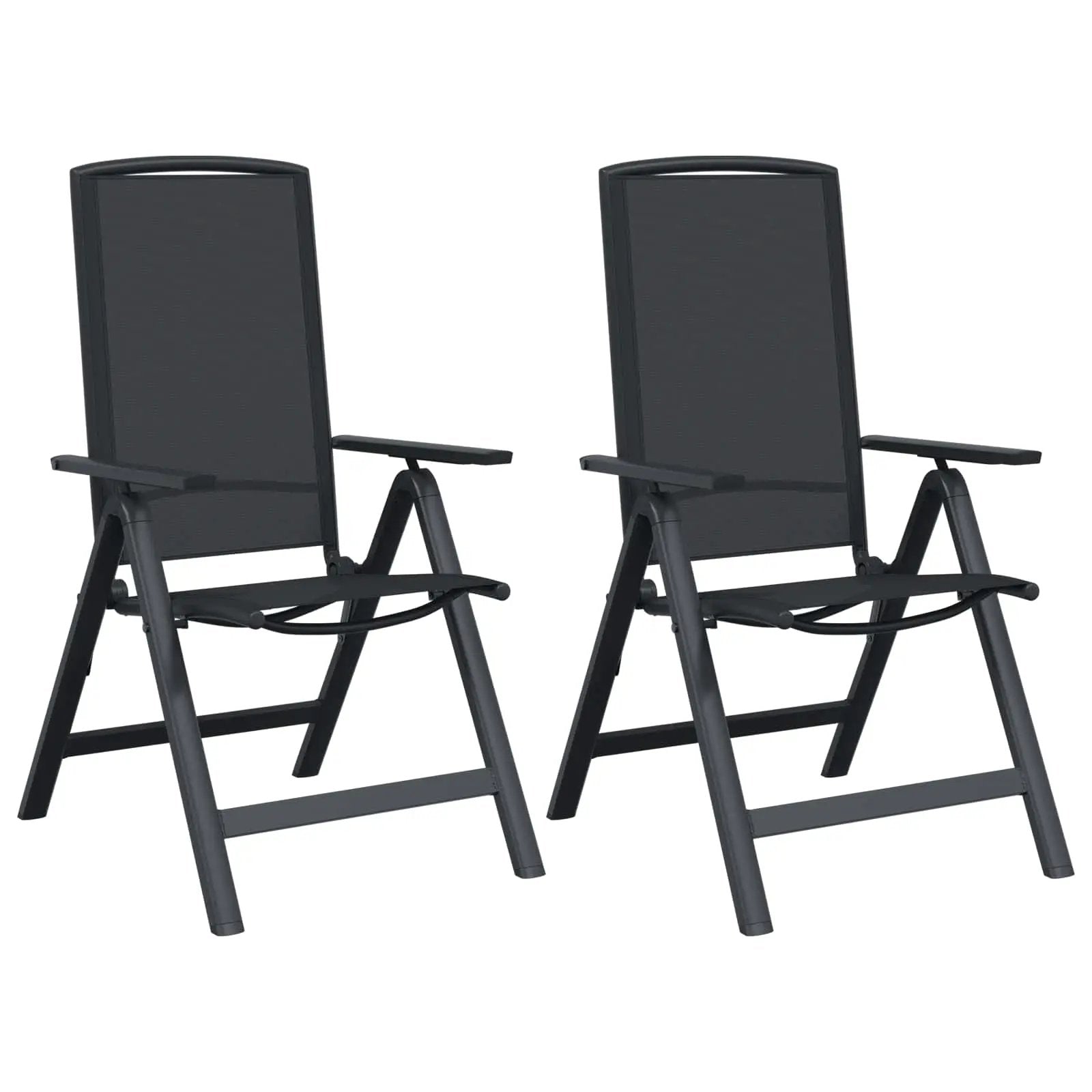 vidaXL vidaXL Reclining Garden Chairs 2 pcs Black 58 x 71 x 112 cm Textilene -