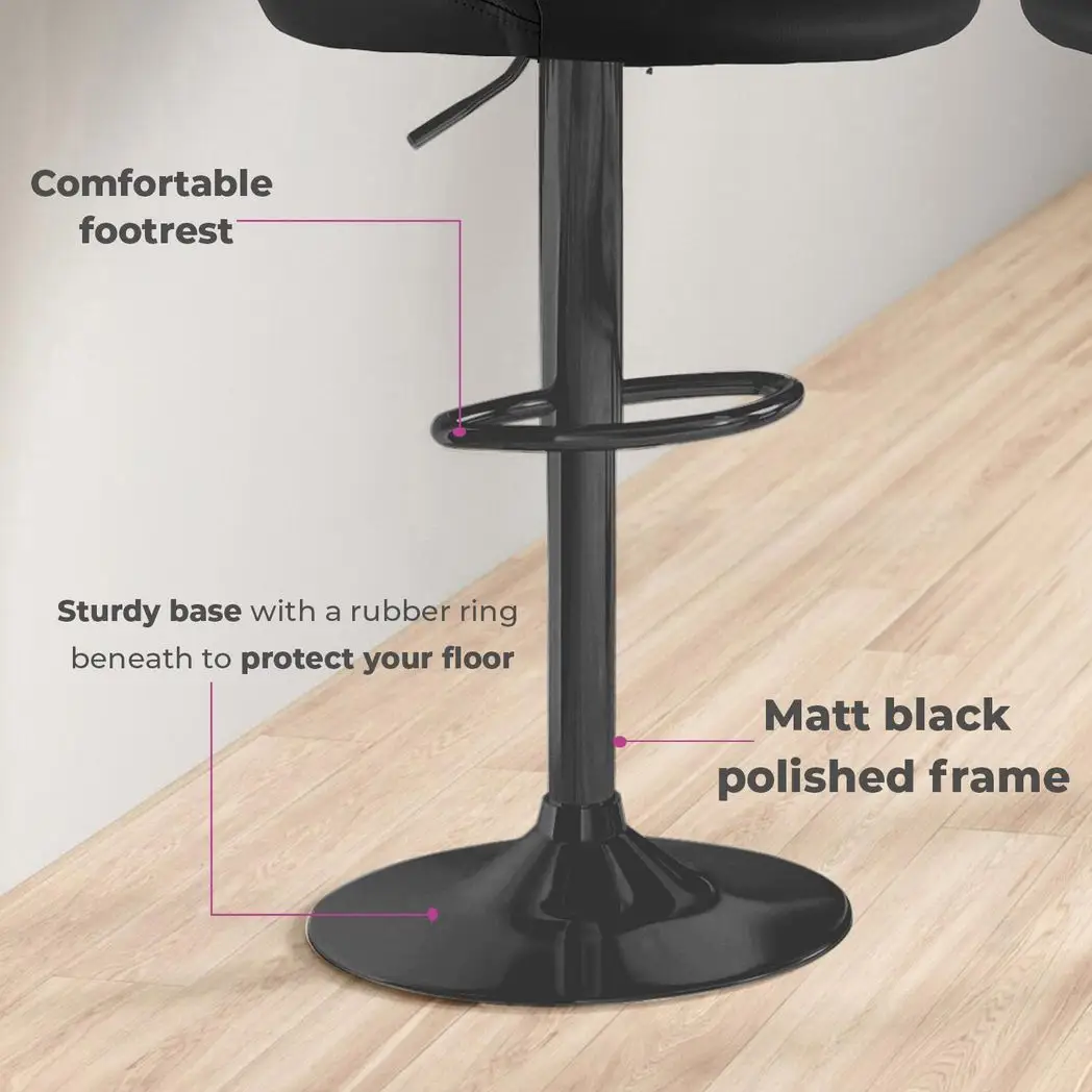 Neo Neo Set of Two Black Leather Bar Stools - Bar Stool