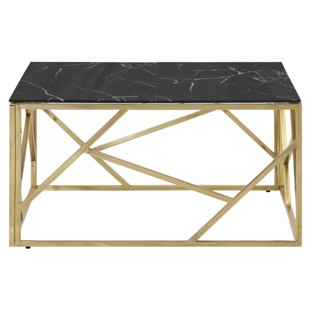 VidaXL Coffee Table Gold Stainless Steel Tempered Glass For Living Room Decor Modern by vidaXL
