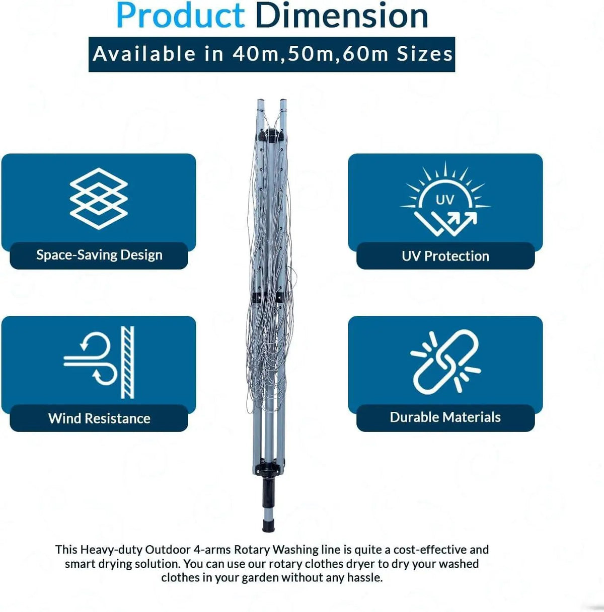 60M Rotary Airer Dryer Cover Metal Spike - from Un-Branded