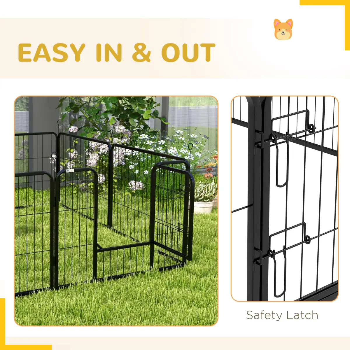PawHut Pawhut Pet Pen Guinea Dog Pig Puppy Playpen Play House Steel Hutch Metel Black - Pet Playpen