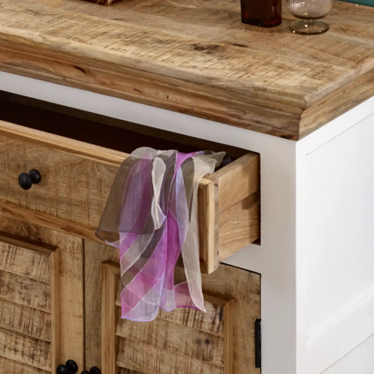 Indian Hub Alfie Wood Sideboard - 1 Drawer & 2 Doors - Sideboard