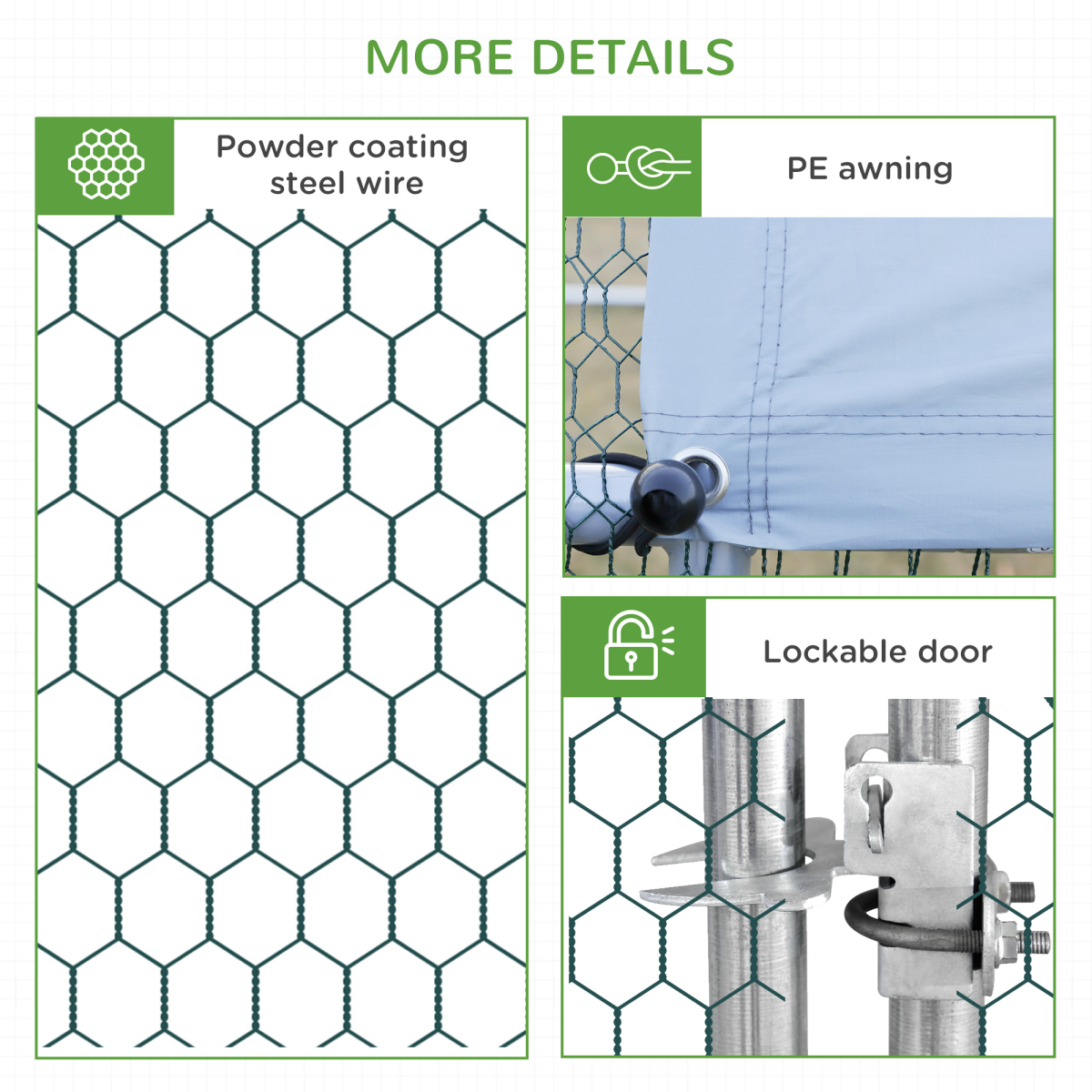 Walk In Chicken Run Large Galvanized Chicken Coop w/ Cover 3 x 4 x 2m Pawhut - from Unbranded