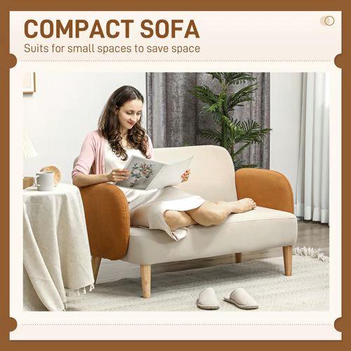 HOMCOM Modern 2 Seater Sofa w/ Rubber Wood Legs 130 x 74 x 76cm by HOMCOM