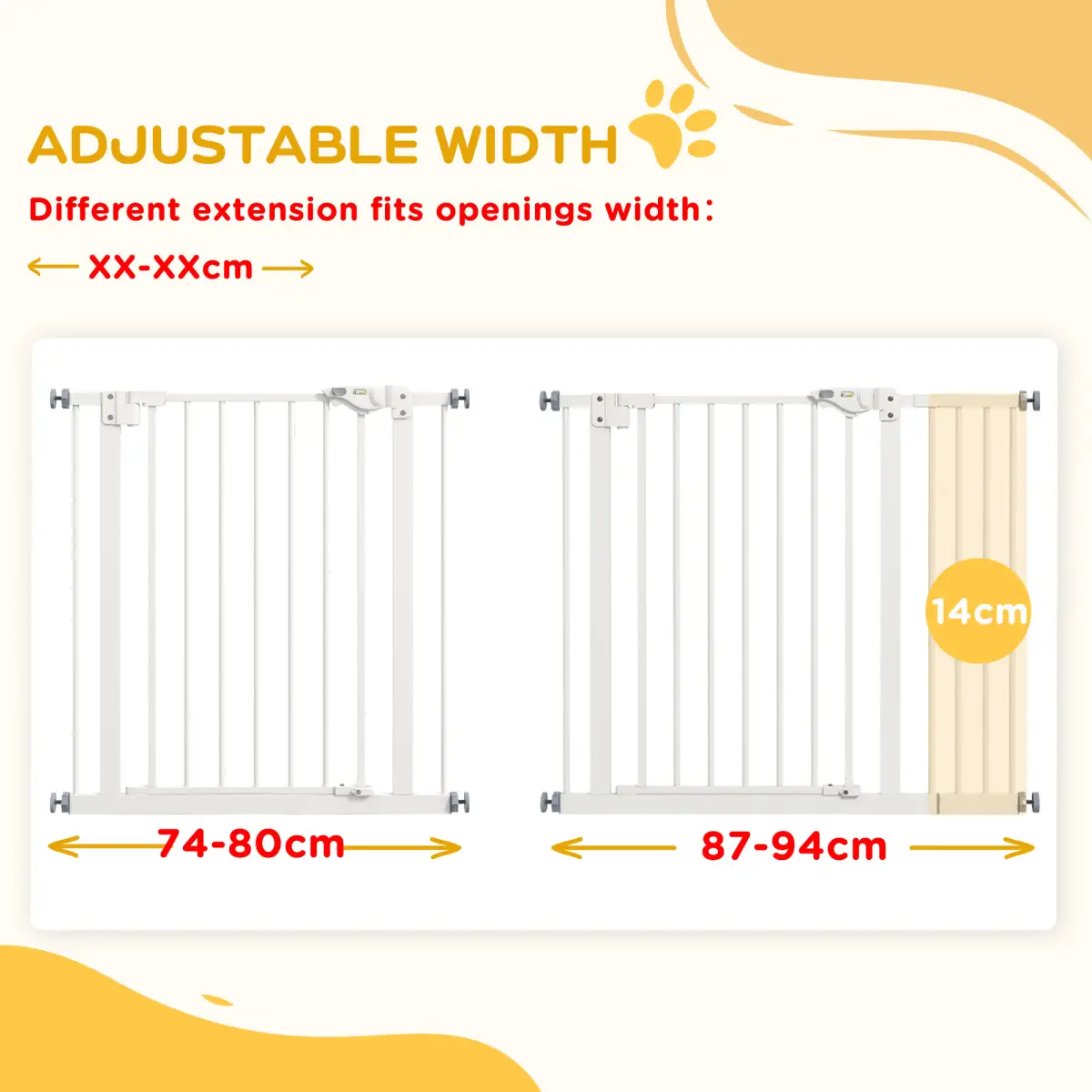 PawHut PawHut Adjustable Safety Gate w/ 1 Extensions and Four Adjustable Screws, White - Pet Gate