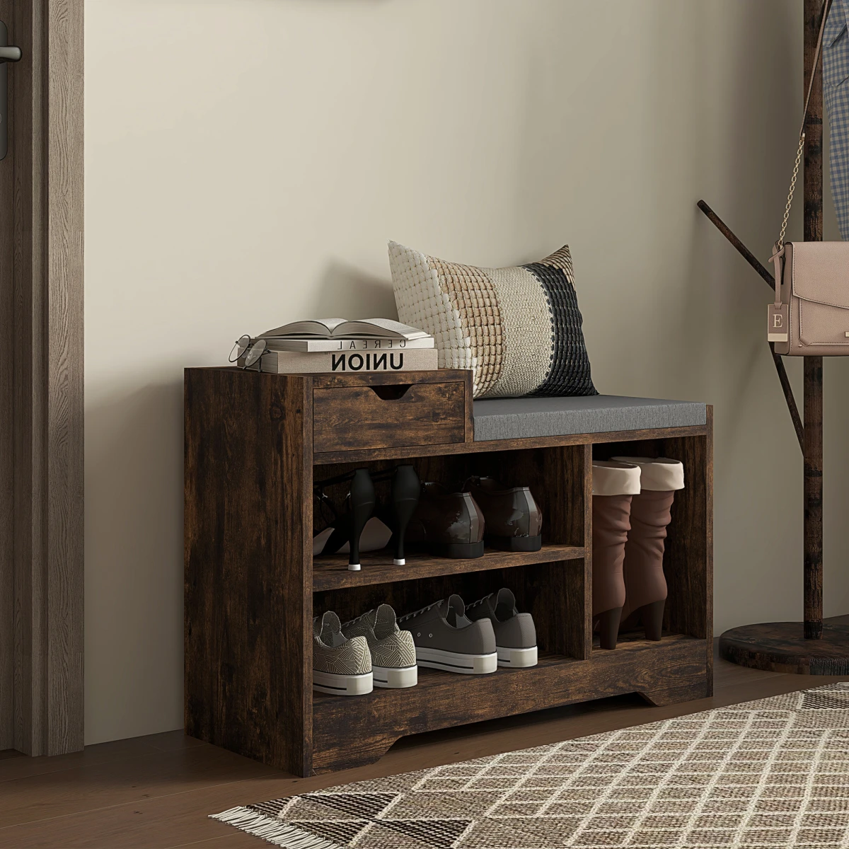HOMCOM Shoe Bench Compact Drawer Entryway by HOMCOM