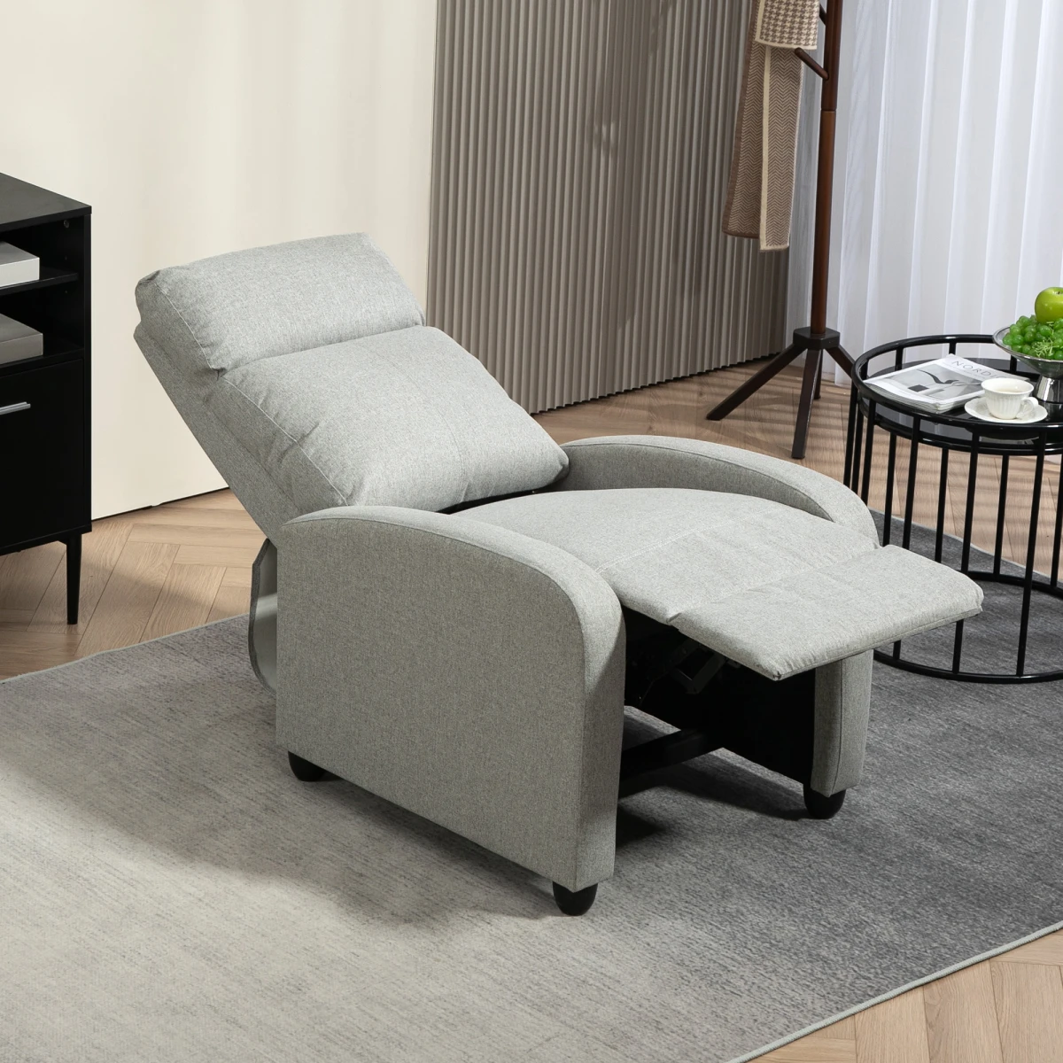 HOMCOM Linen Recliner Chair Standard Size Padded Reading by HOMCOM