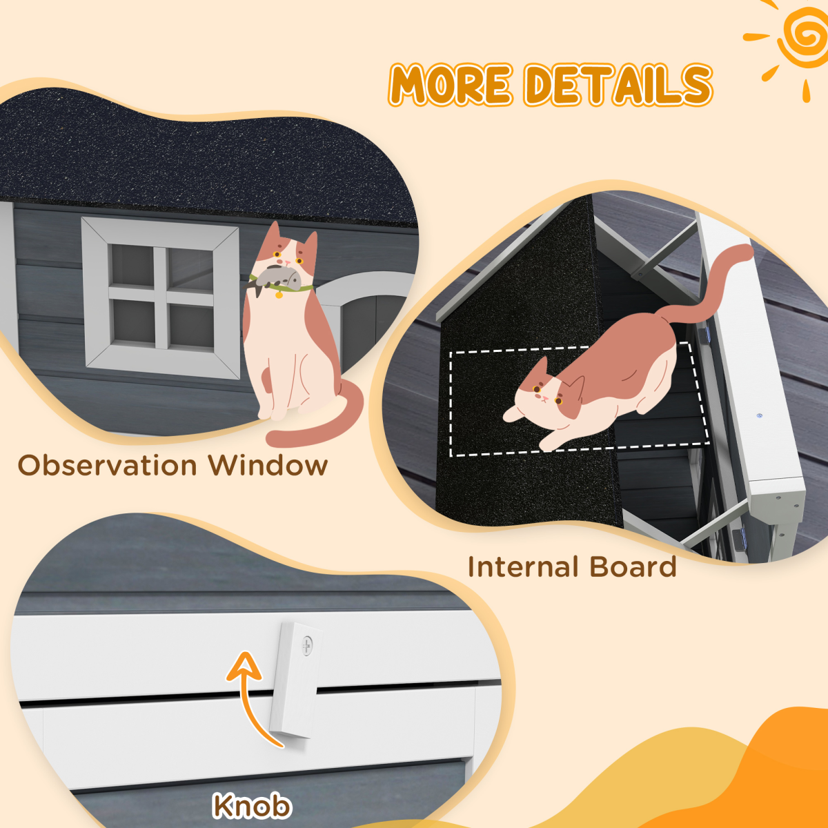Outdoor Cat House For Feral Cats With Openable Asphalt Roof By PawHut Grey Weatherproof Wood Frame