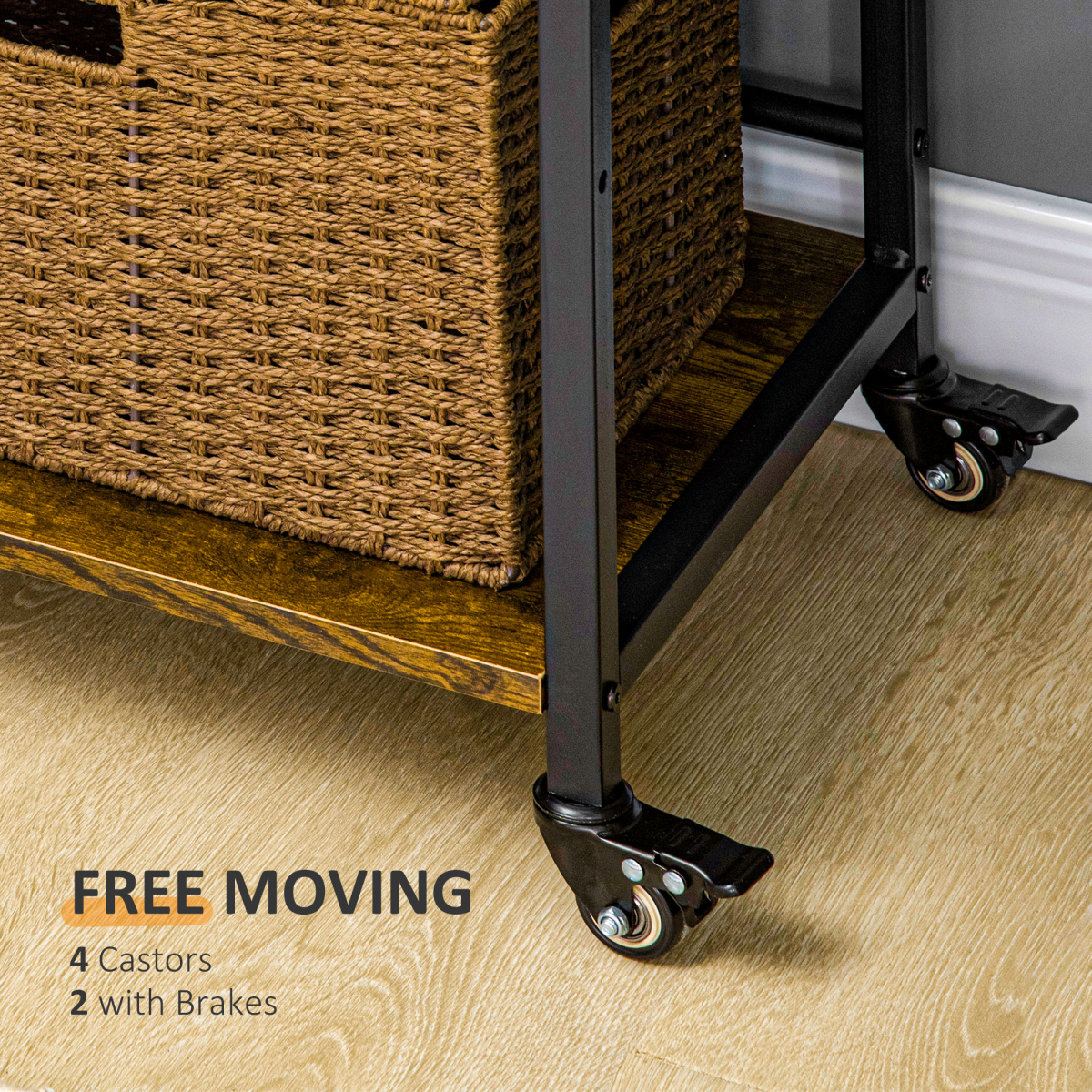 HOMCOM 3-Tier Printer Stand, Utility Cart, Rolling Trolley Adjustable Shelves - from Unbranded