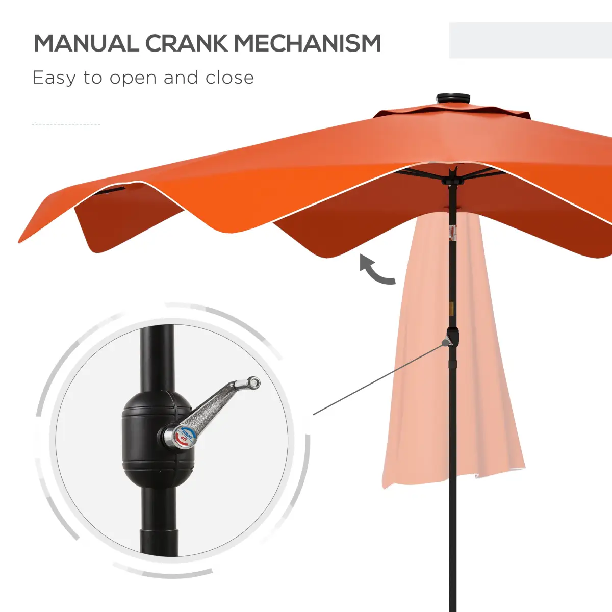 Outsunny Outsunny Garden Parasol Umbrella with LED Lights and Tilt, Table Umbrella - Parasol