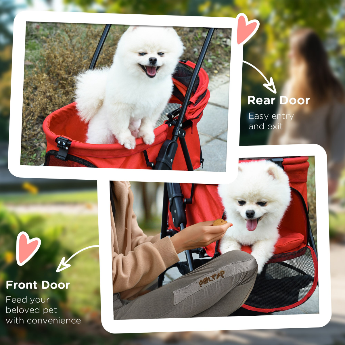 Pet Stroller No-Zip Foldable Travel Carriage with Brake Basket Adjustable Canopy - from Unbranded