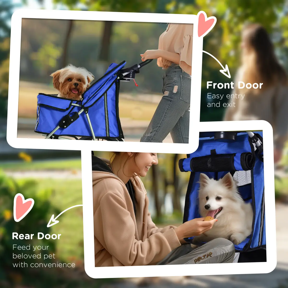 Pawhut Pet Stroller Cat Dog Jogger Puppy Pushchair Travel Cart Carrier Walk 4 Wheels - Pet Carrier
