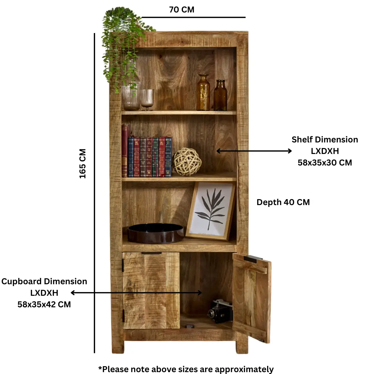 Indian Hub Surrey Solid Wood Bookcase With Doors - Bookcase