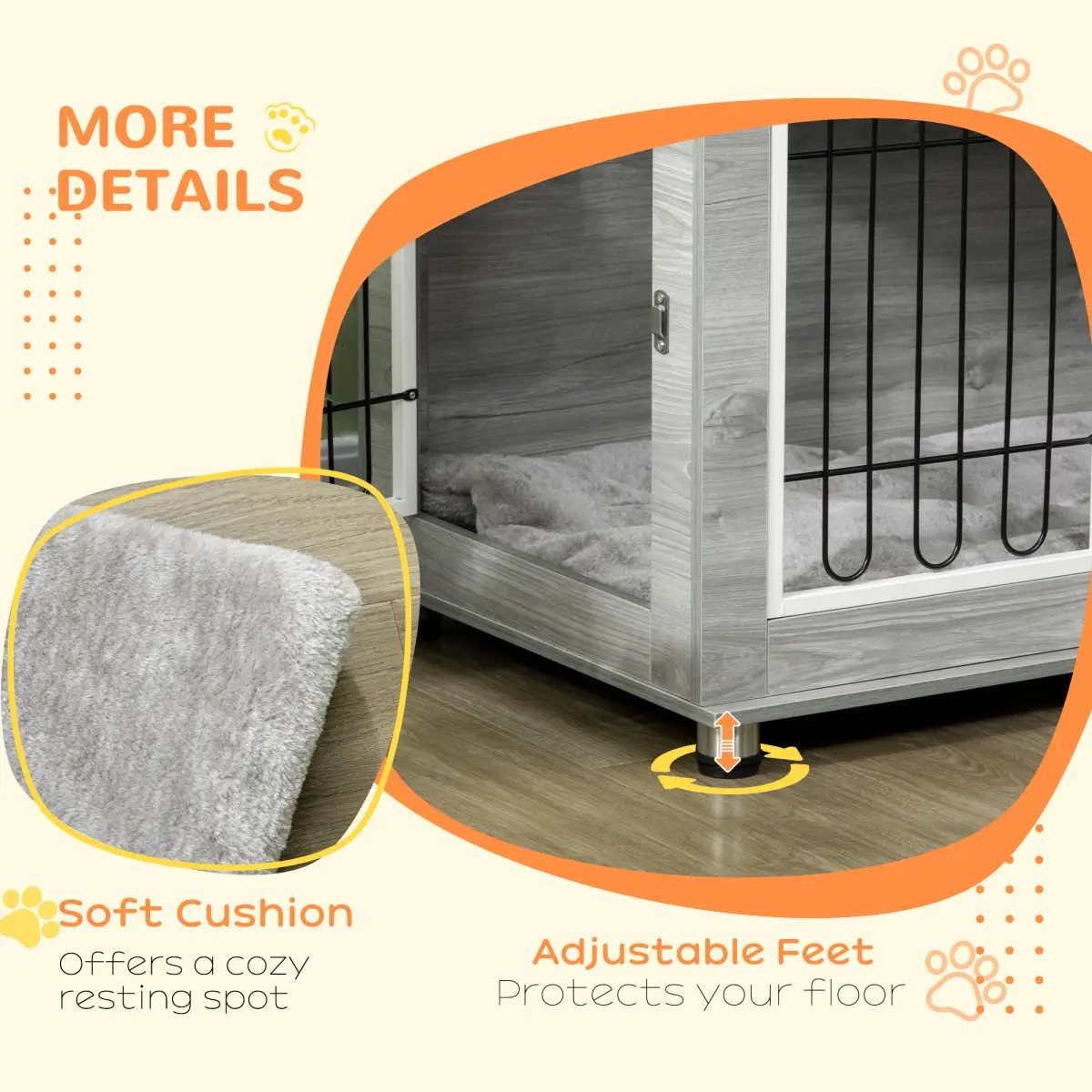 PawHut PawHut Dog Crate Furniture, Dog Crate End Table w/ Soft Cushion, Double Door - Dog Crate