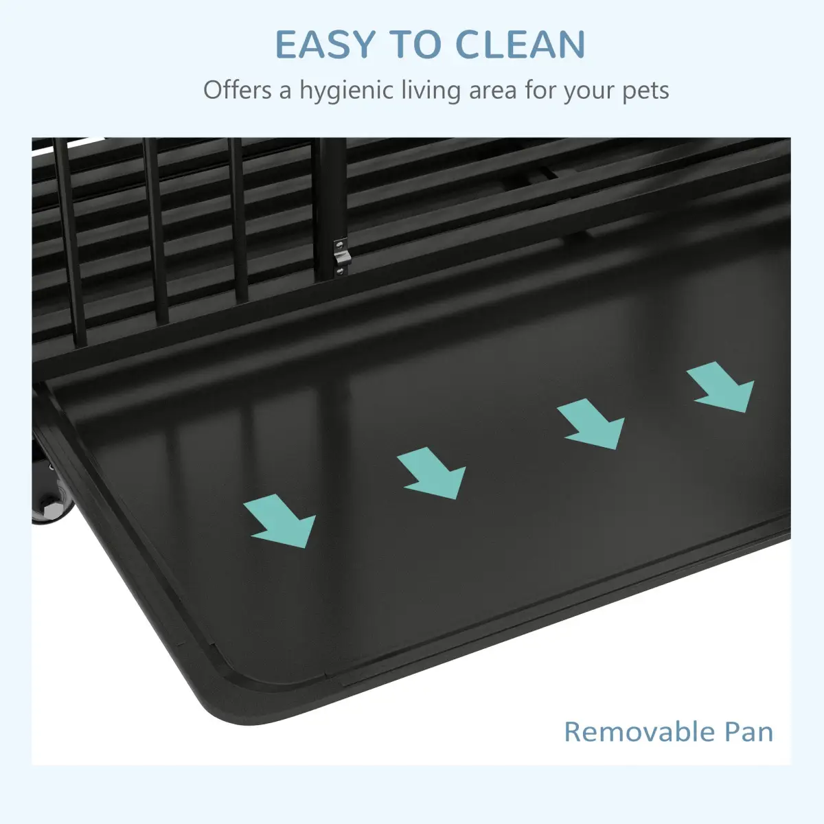 PawHut PawHut 43" Foldable Heavy Duty Dog Crate with Locks, Removable Tray, Wheels - Dog Crate