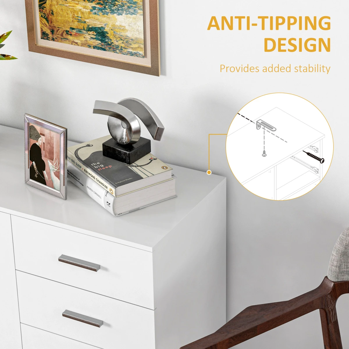 HOMCOM White Sideboard 2 Drawers Kitchen Storage by HOMCOM