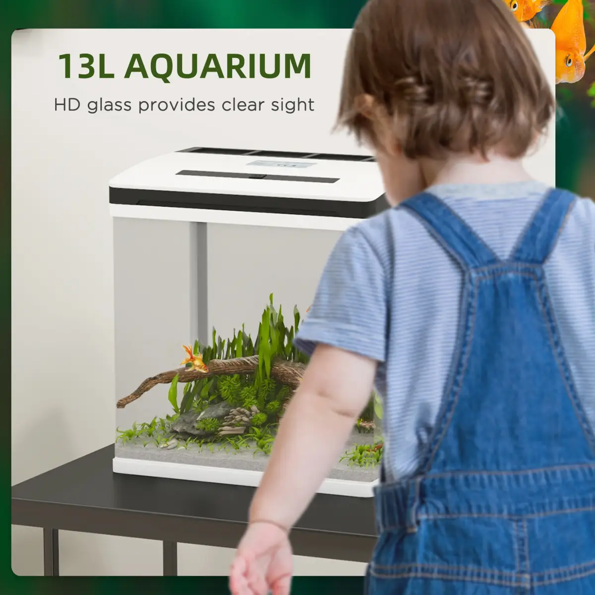 PawHut PawHut Aquarium 13L Glass Fish Tank w/ Filter, LED Lighting, Water Pump - Aquariums