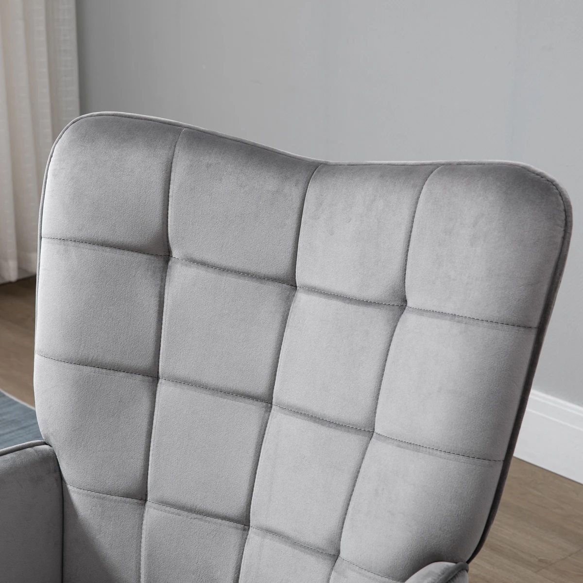 HOMCOM Accent Chair Velvet Touch Tufted Wingback Armchair Standard Size for Living Room and Home Office by Homcom