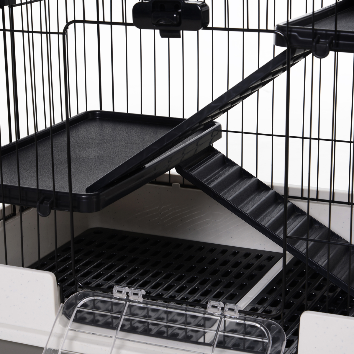 3 Tier Small Animal Cage Pet Play House for Rabbits Ferret Chinchilla W/ Ramp - from PawHut