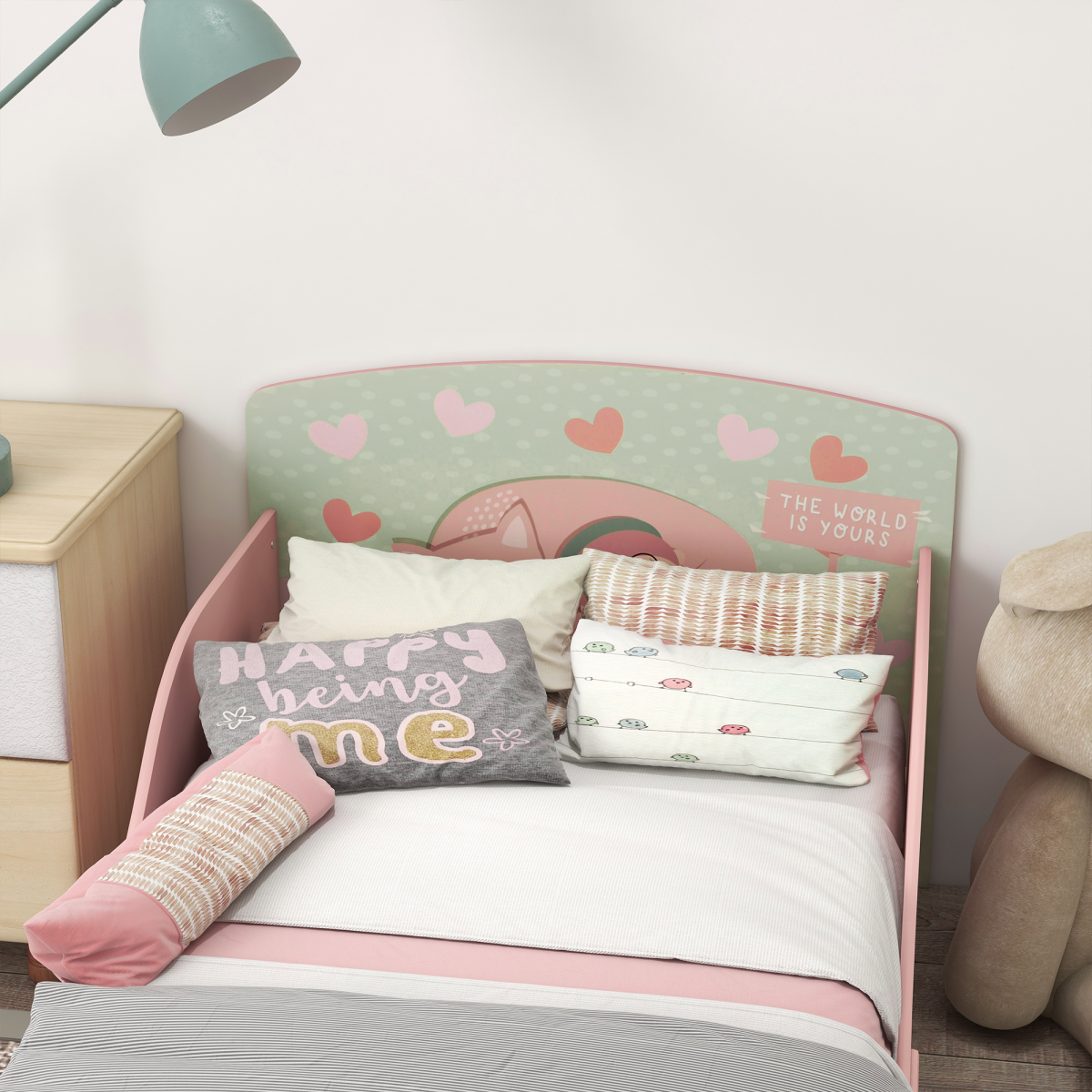 ZONEKIZ Toddler Bed Frame, Kids Bedroom Furniture for Ages 3-6 Years, Pink - from ZONEKIZ
