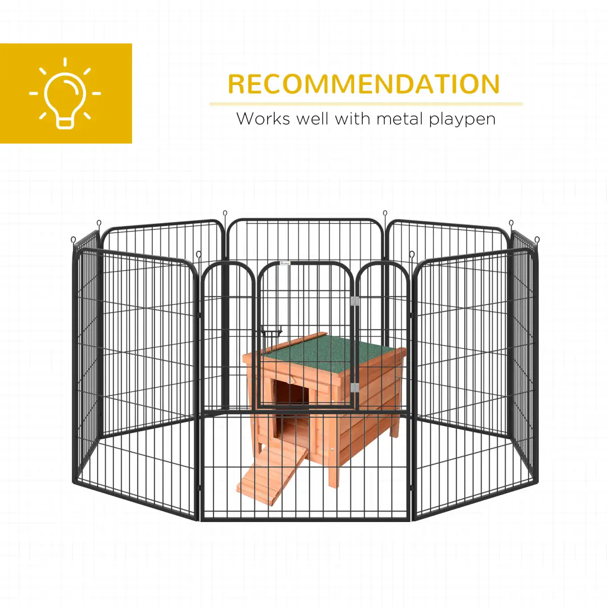 Pawhut Wooden Rabbit Hutch Bunny Cage Guinea Pig House Pet Habitat Small Animals - Rabbit Hutch