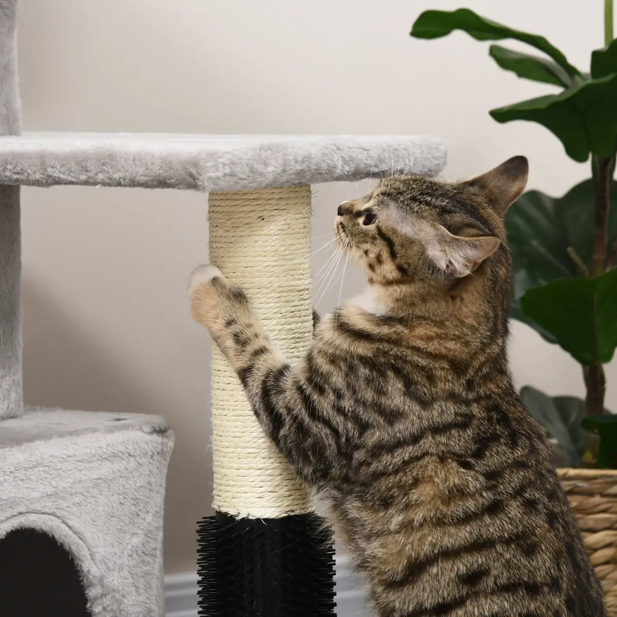 Pawhut Cat Tree Climbing Activity Center with Scratching Massage Toy Hanging Ball - Cat Tree