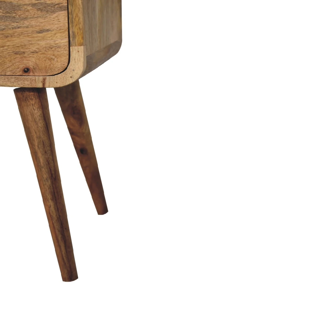 Artisan Nightstand Mini Solid Mango Wood Oak Finish Curved Edges Two Drawer Bedroom Decor for Small Spaces by Artisan Furniture