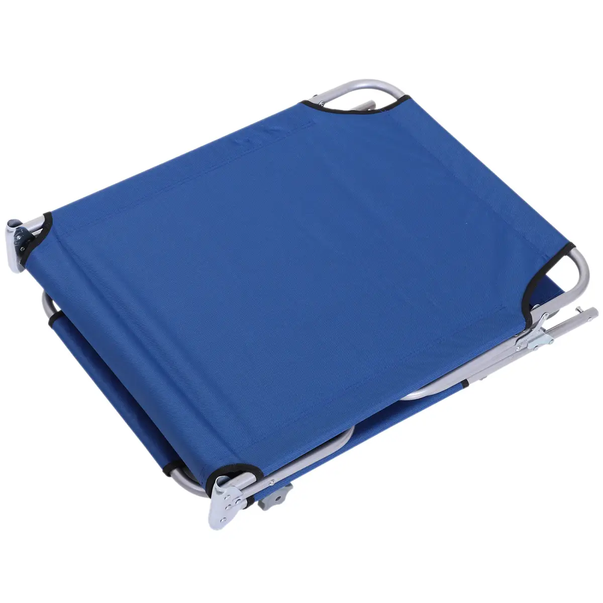Outsunny Reclining Chair Folding Lounger Seat & Sun Shade Awning Beach, Blue - Folding Chairs