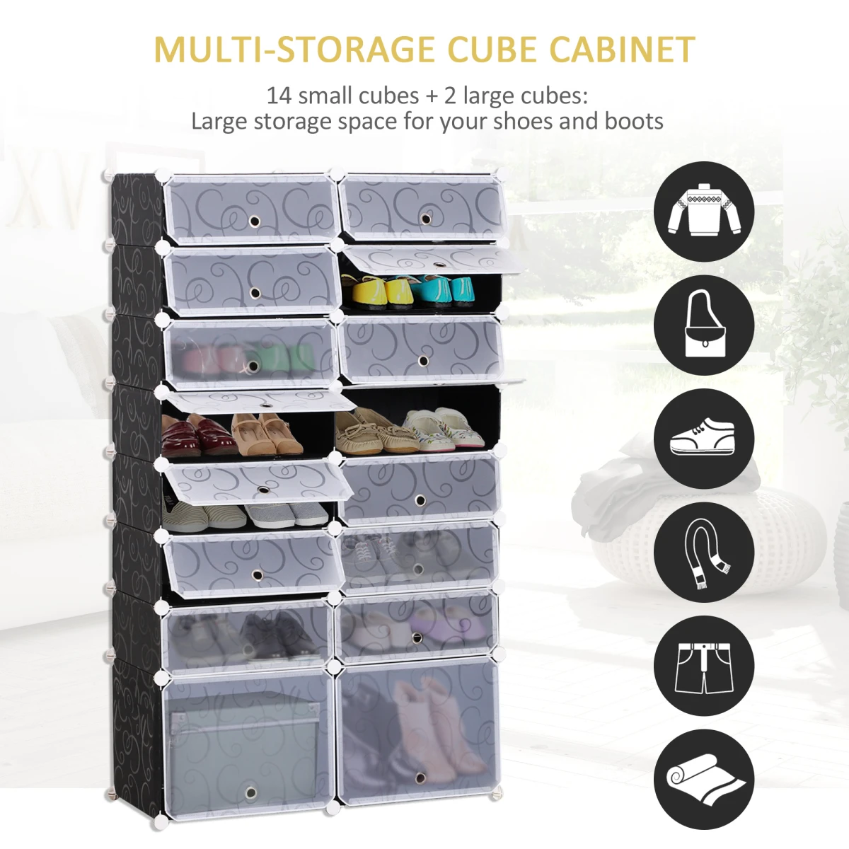 Elite 16Cube DIY Shoe Cabinet Interlock Bedroom by Unbranded