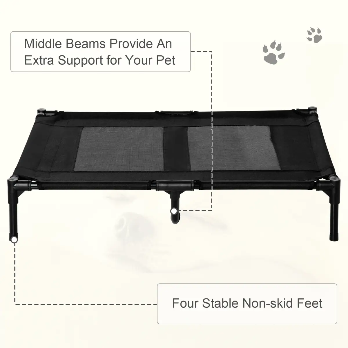 PawHut PawHut Large Pet Cot Portable Dog Cat Sleep Bed Elevated Camping Outdoor Black - Dog Beds