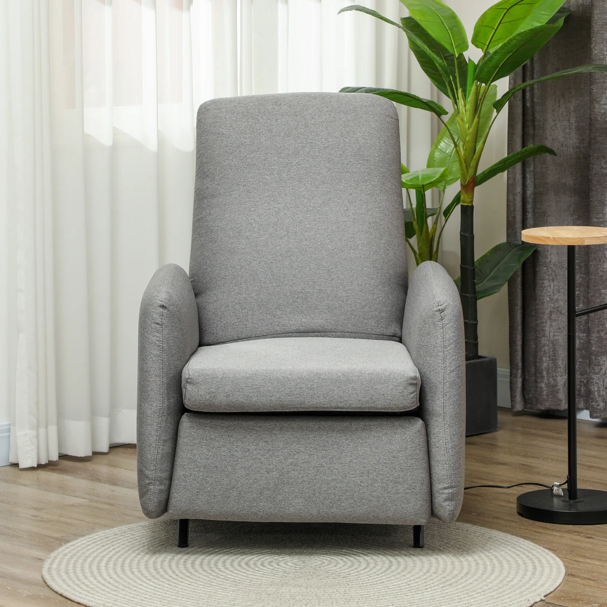 HOMCOM Push Back Recliner Chair Medium Footrest Bedroom - Recliner
