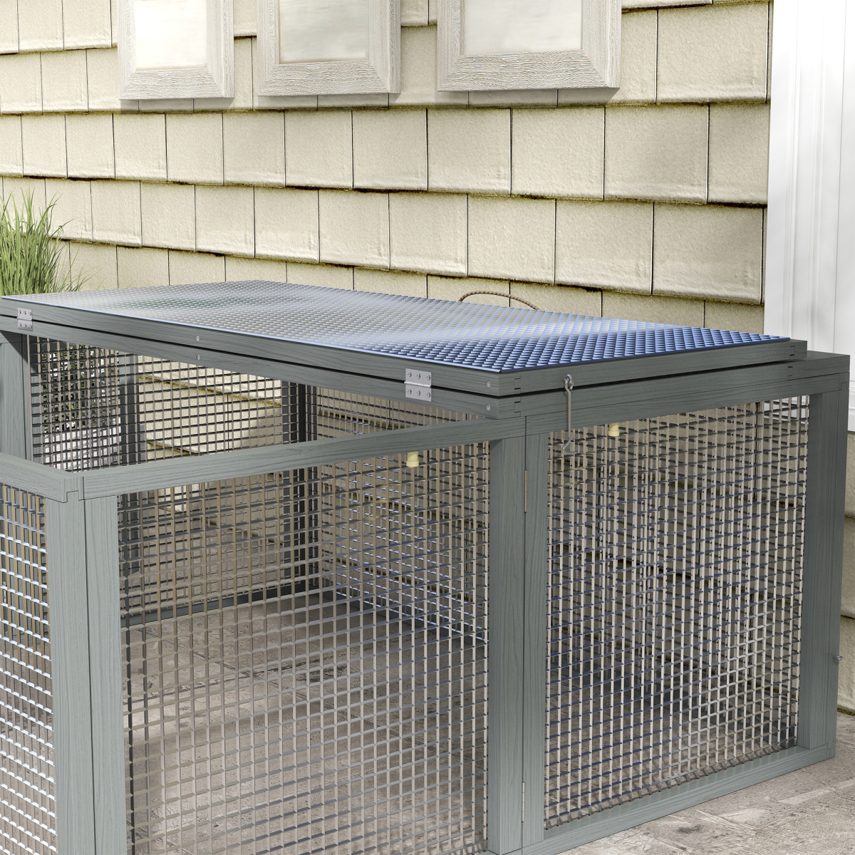 PawHut Wooden Folding Rabbit Run for 2-3 Rabbits, Guinea Pig, Grey - from PawHut