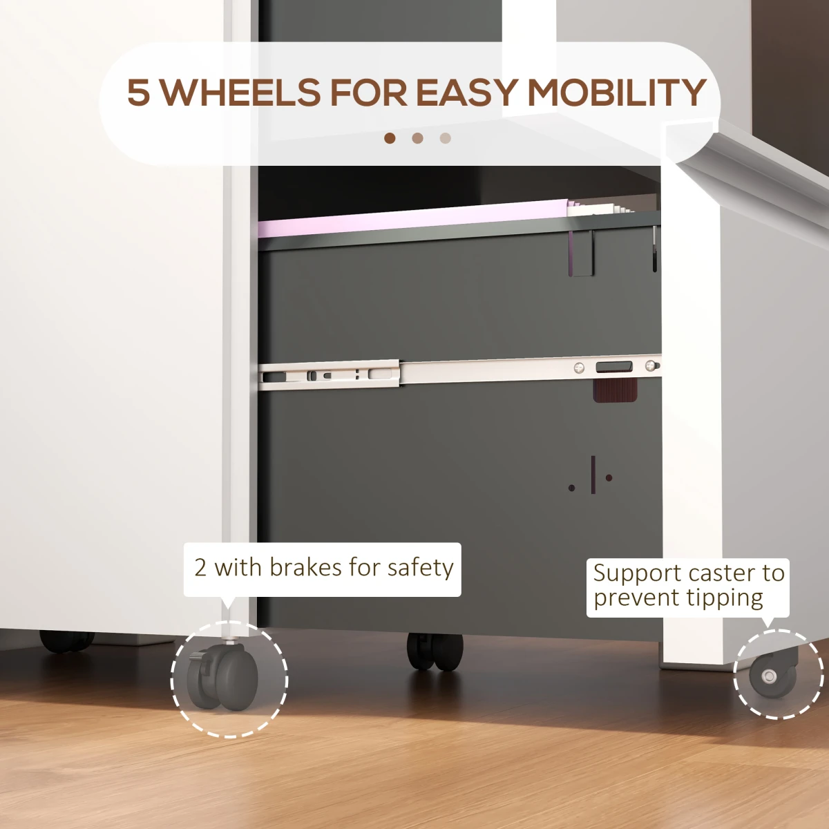 Vinsetto Vinsetto Steel File Cabinet Locking With Adjustable Hanging Bar For Letter A4 Legal Office Use - Filing Cabinet