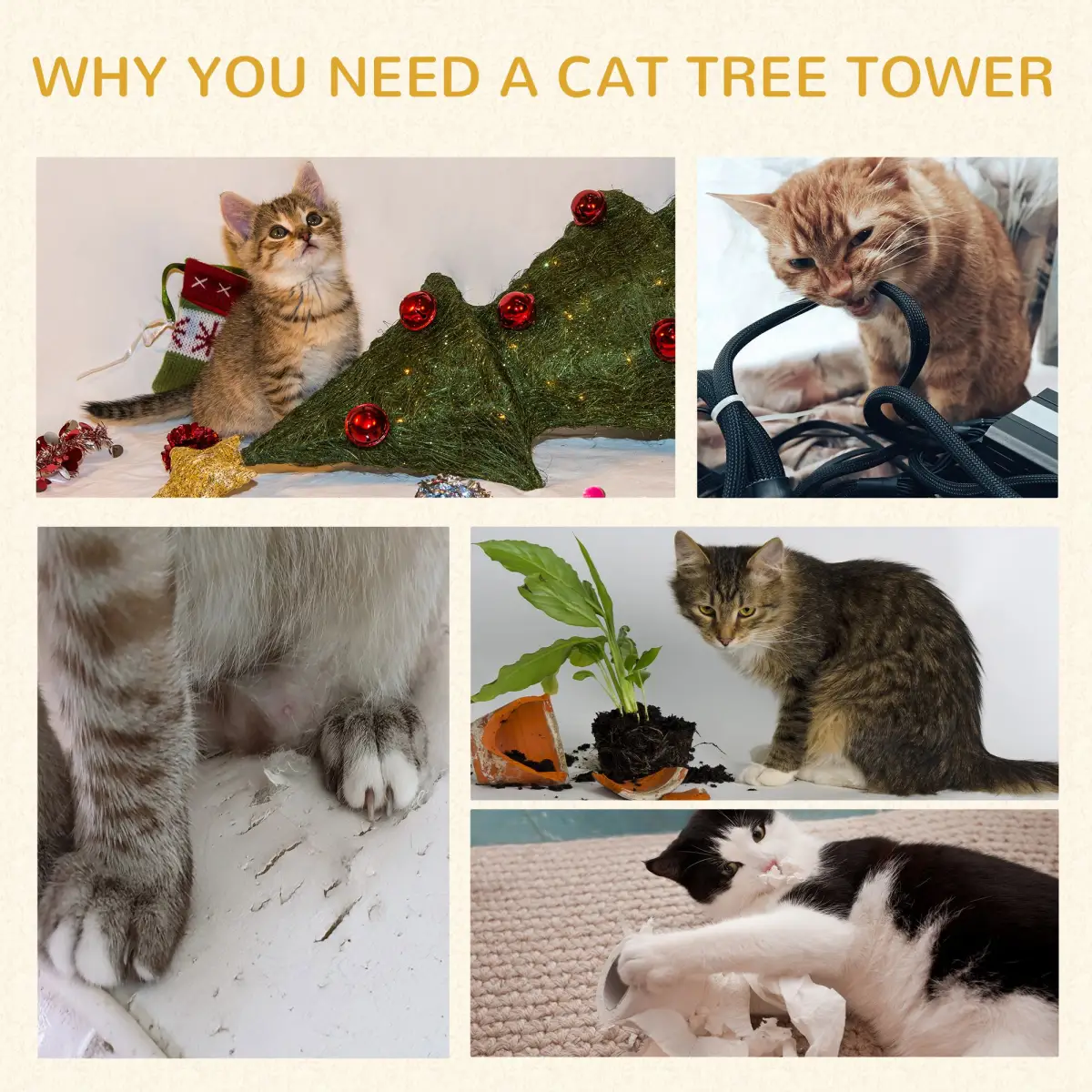 Pawhut 91cm Cat Tree Kitten Activity Center Tower Scratching Post Lamb Cashmere Perch - Cat Tree