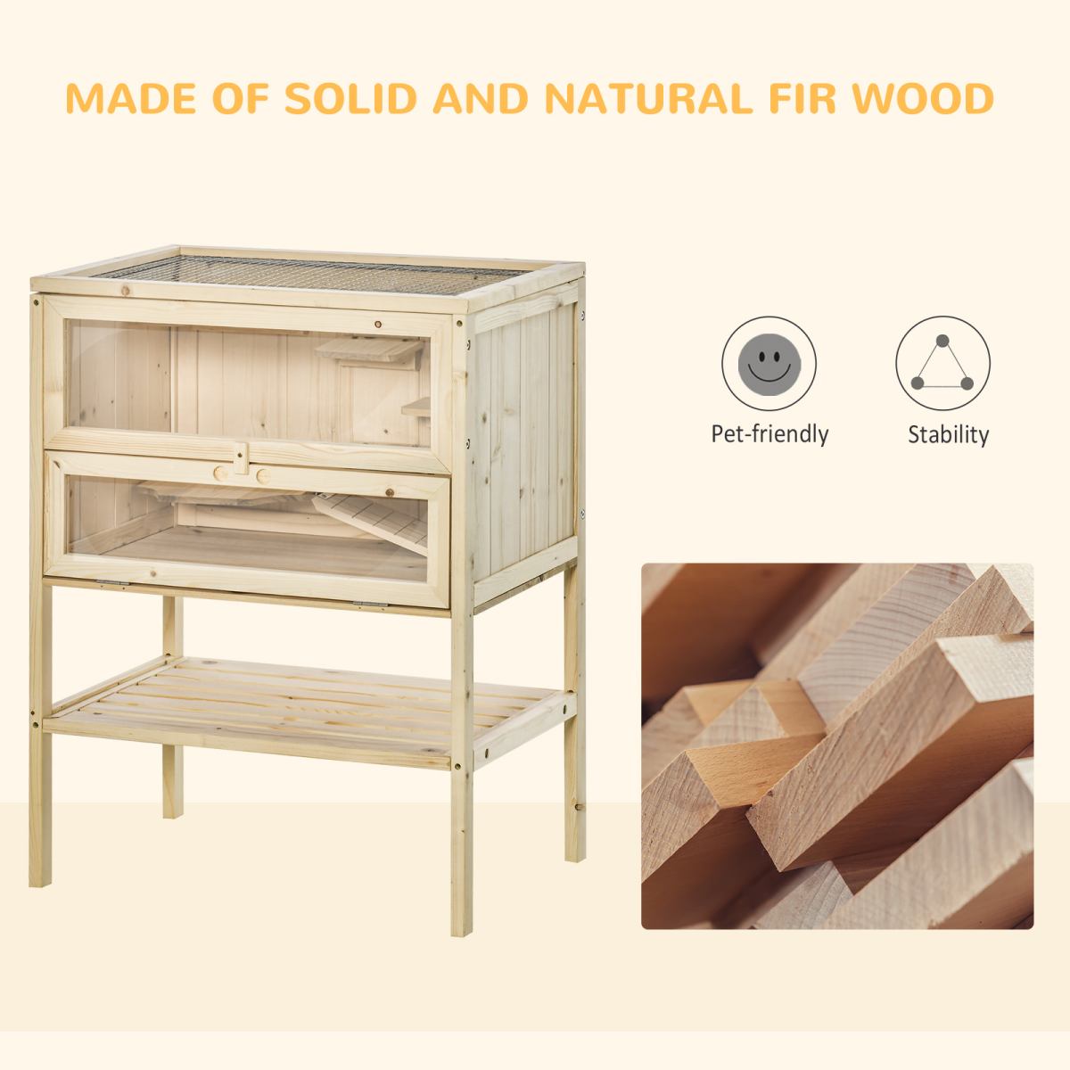 Hamster Cage House Pet Play Exercise 3 Tiers Mouse Wooden Fir Small Animals - from Unbranded