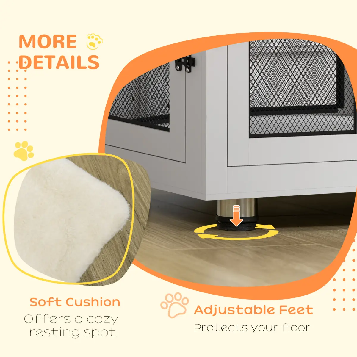 PawHut Dog Kennel Furniture End Table w/ Two Doors, Soft Cushion for Large, Medium Dogs - Dog Kennel