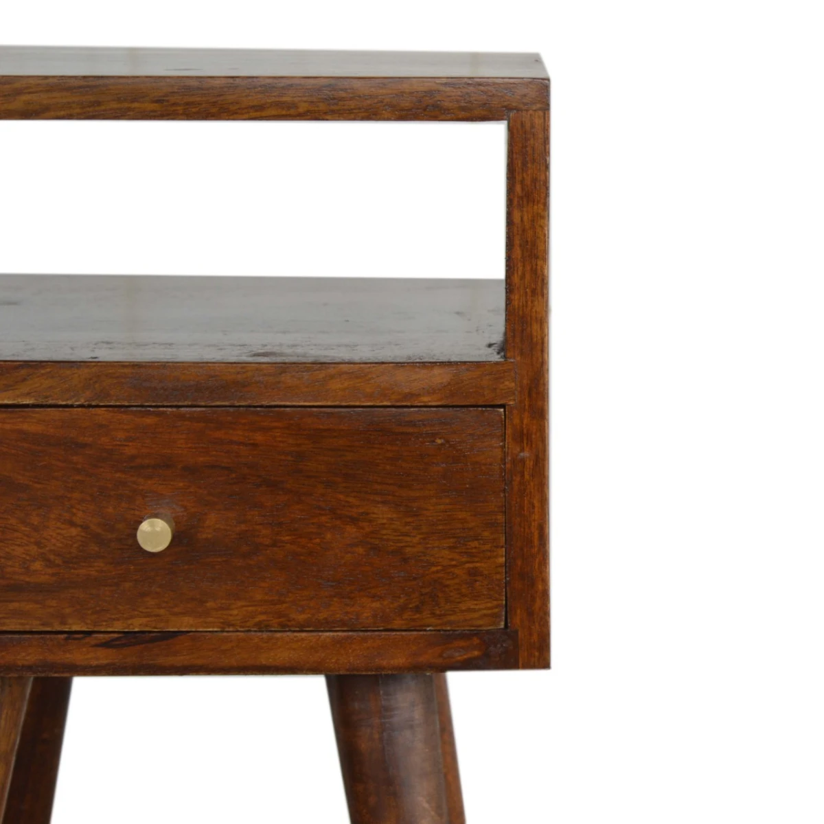 Artisan Furniture Nightstand Compact Solid Mango Wood Chestnut Finish Drawer And Shelf For Small Bedrooms by Artisan Furniture