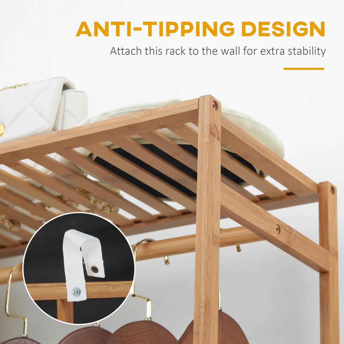 HOMCOM Eco Bamboo Clothes Rail 6 Tier Shelves For Home Use - Wardrobe