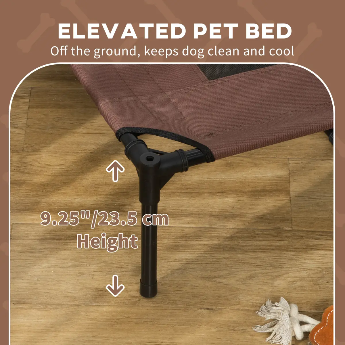 PawHut 122 cm Elevated Pet Bed Dog Cot Tent with Canopy Instant Shelter Outdoor Coffee - Dog Beds