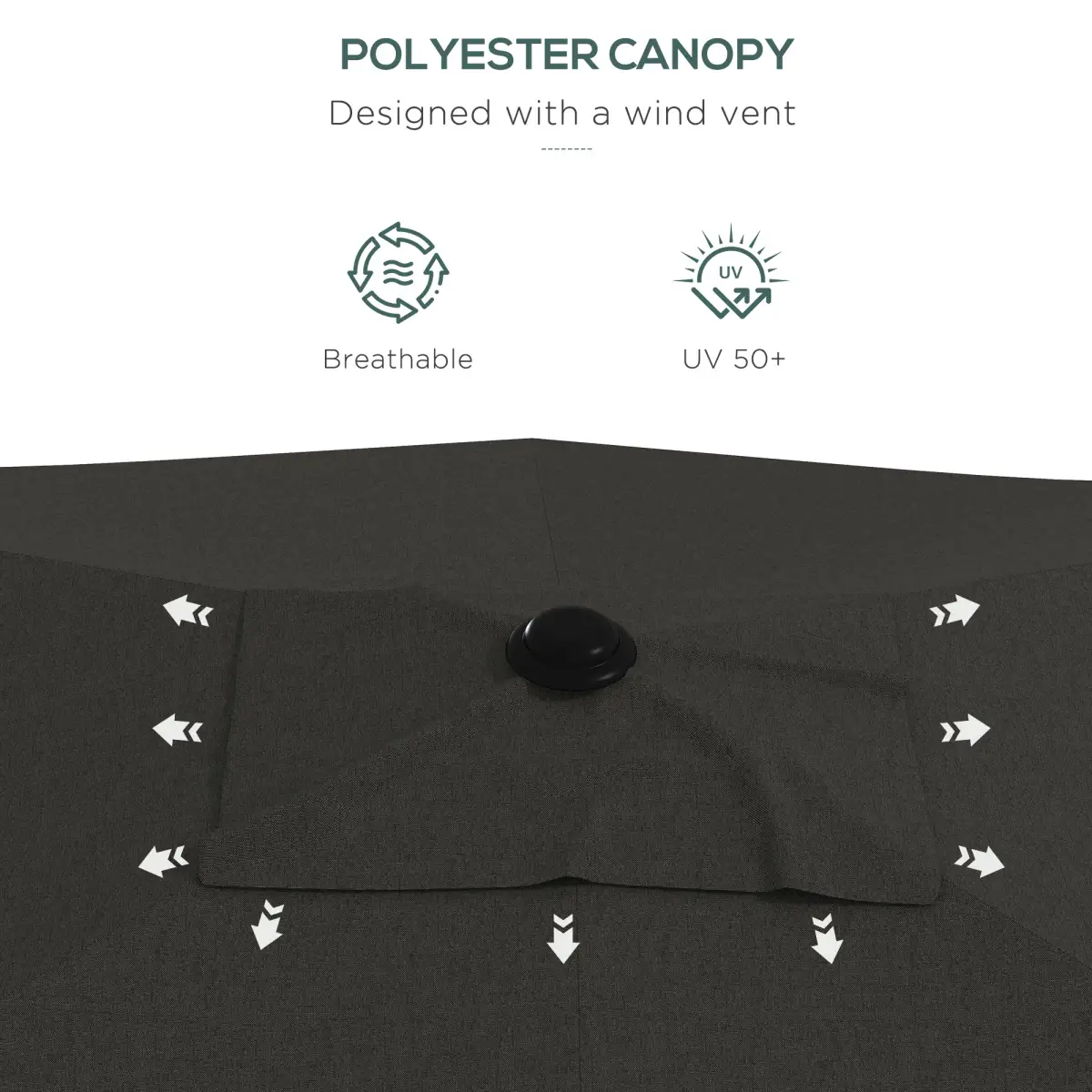 Outsunny Outsunny 2 x 3(m) Garden Parasol Rectangular Market Umbrella w/ Crank Dark Grey - Parasol