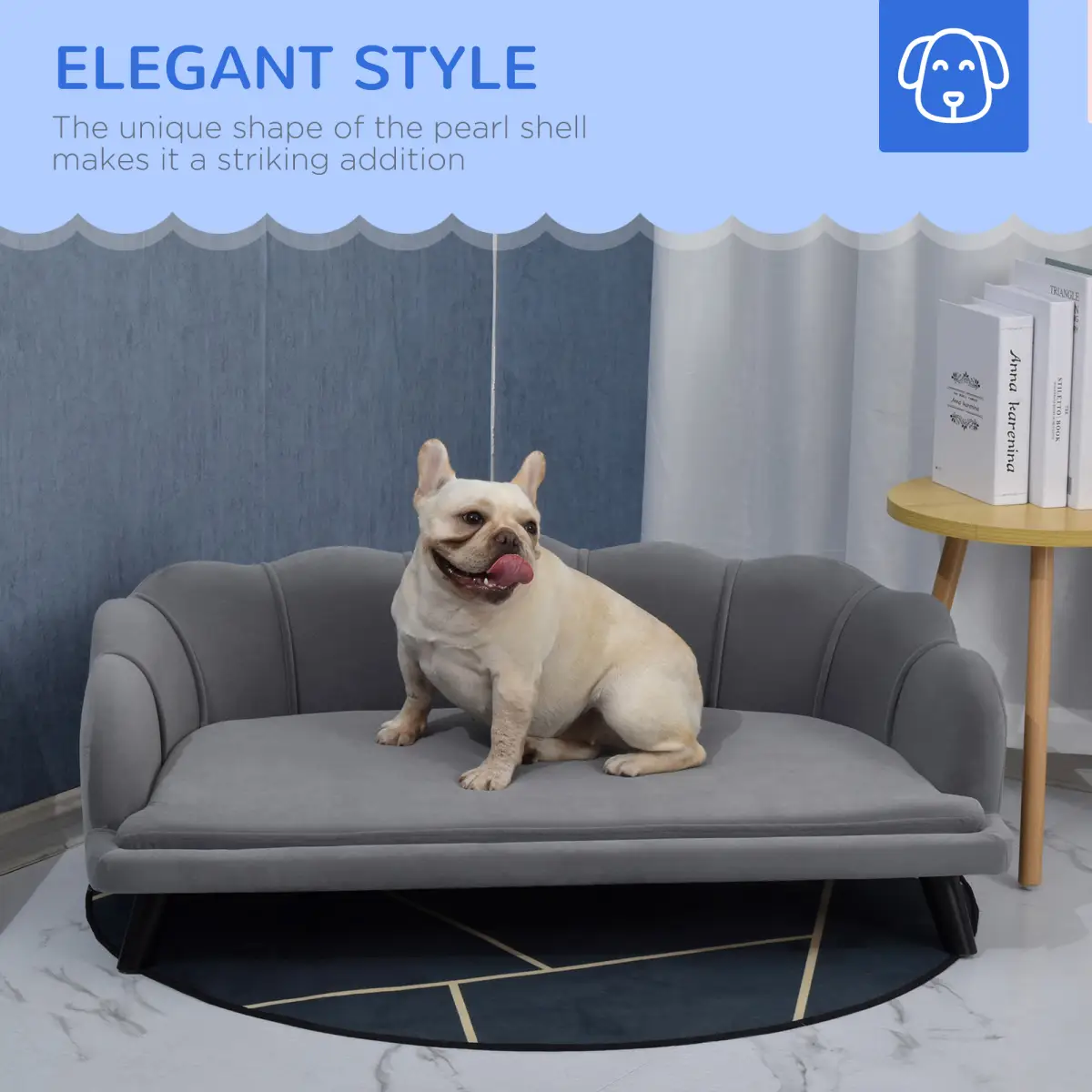 PawHut PawHut Dog Sofa, Pet Couch Bed for Medium, Large Dogs w/ Legs, Cushion - Grey - Dog Beds