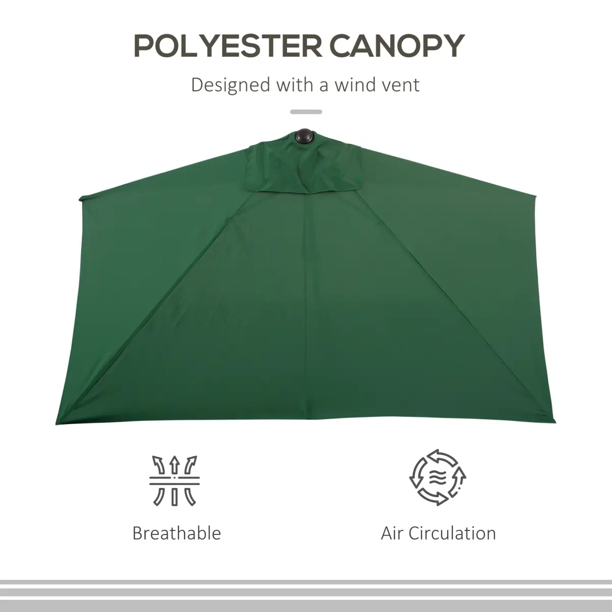 Unbranded 2.3m Garden Half Round Umbrella Metal Parasol Umbrella Green Outsunny - Parasol