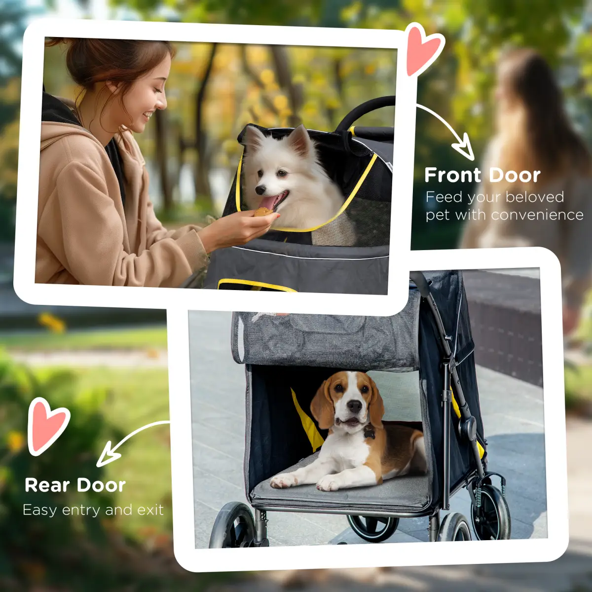 PawHut PawHut Foldable Dog Carriage w/ Universal Wheels, Shock Absorber - Grey - Pet Carrier