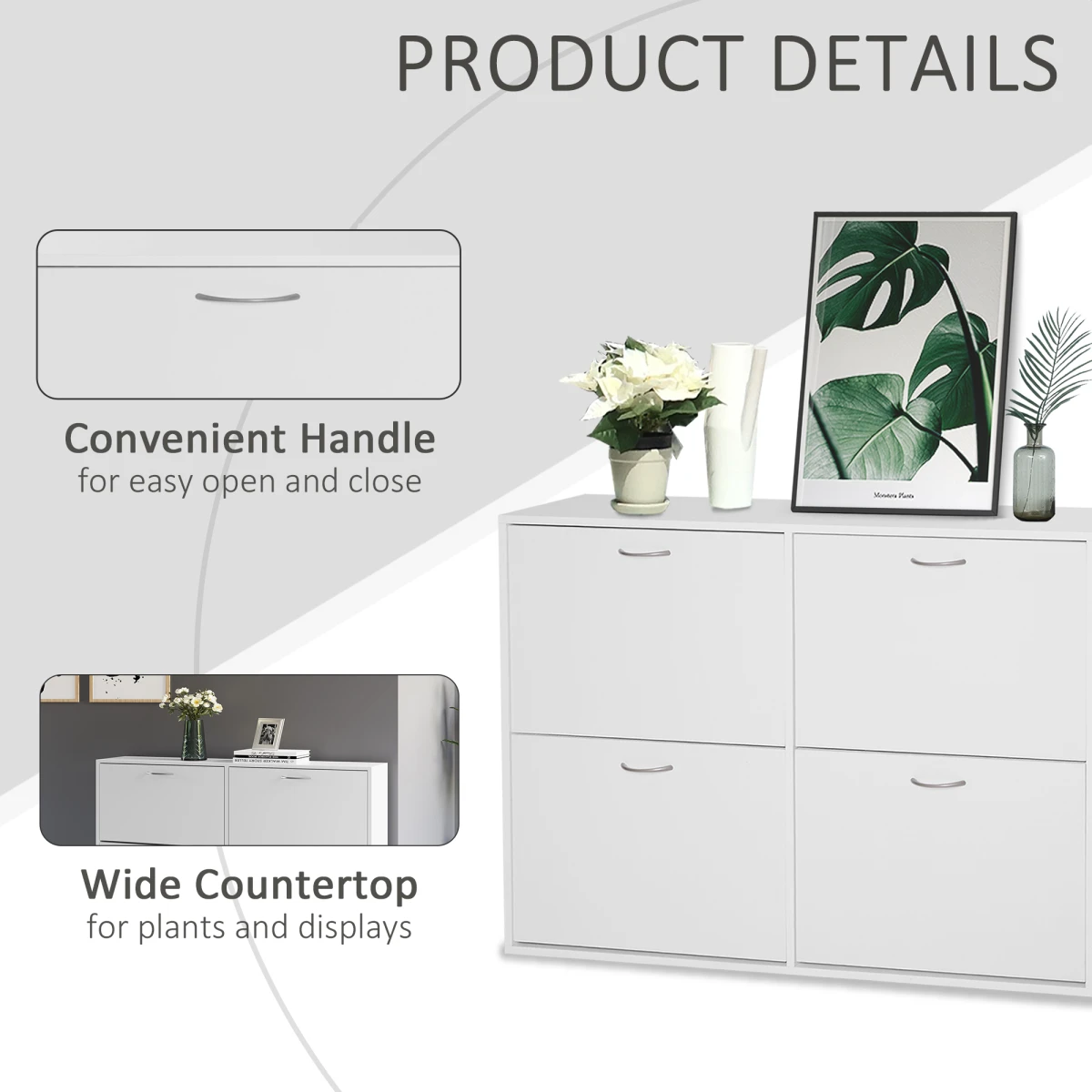 Premium Shoe Cabinet 4-Drawer Flip-Down Home by Unbranded