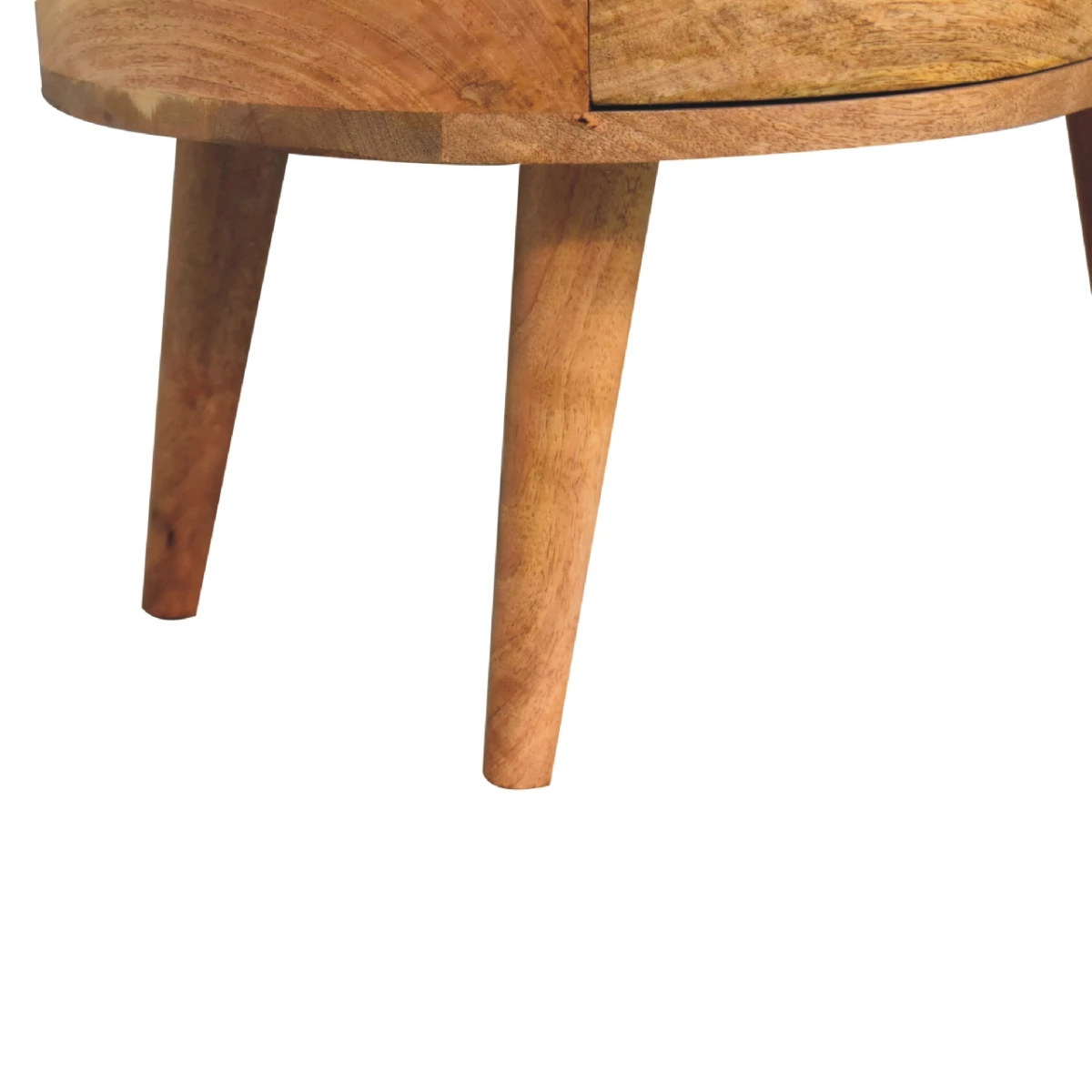 Artisan Furniture Artisan Coffee Table Oval 40InL Solid Mango Wood Oakish Finish Curved Wave Drawer Shelf For Modern Living Rooms - Coffee Table