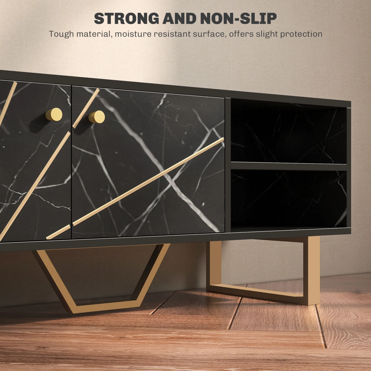HOMCOM HOMCOM TV Unit Black Marble With Storage For Living Room - TV Unit